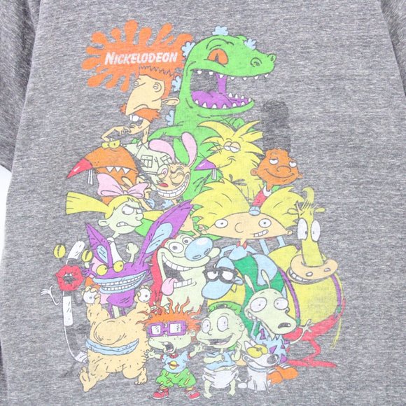 Vintage Nickelodeon T-Shirt Men's Gray Short Sleeve 90's Cartoons Characters L - Picture 4 of 8